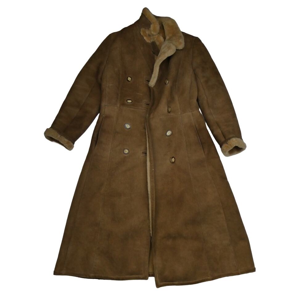 Sawyer of Napa Suede leather women's long leather coat, size: 12